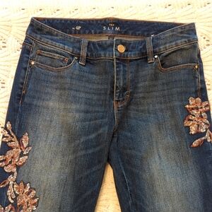 White House embroidered jeans